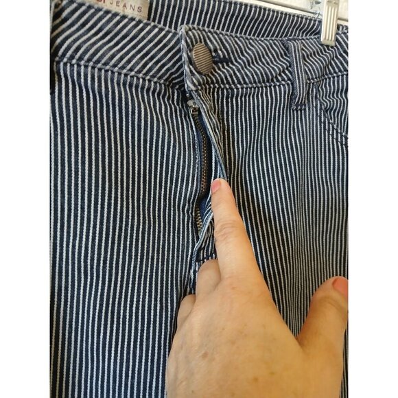 CABI JEANS Navy + White Johnny Railroad Striped Crop Length Women's Jeans 12 - Picture 5 of 16